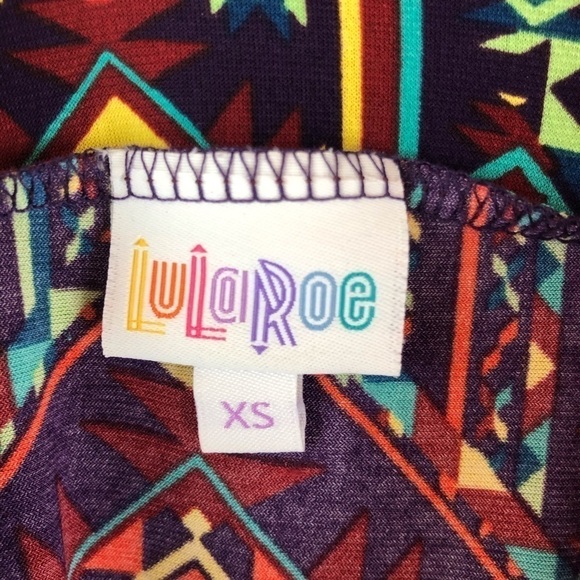 LuLaRoe Azure Skirt Pattern Brown Yellow Purple XS - Picture 4 of 5